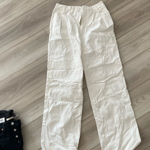 White straight leg trousers